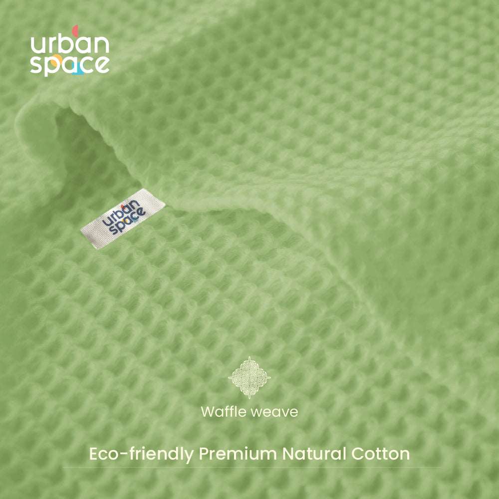 Premium 100% Cotton Waffle Bath Towel Set of 6, 2 Bath towels, 2 Hand towels, 2 Face Towels, Sage Green & Beige