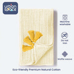 100% Cotton Waffle Throw Blanket, Soft Decorative Throw with Tassels - Beige