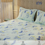 Serene 200 TC 100% Cotton Bedsheet with Pillow Covers - Whisper Mint Blue