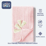 100% Cotton Waffle Throw Blanket, Soft Decorative Throw with Tassels - Blush Pink