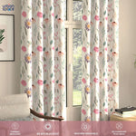 Blackout Curtains, Digital Printed Curtains, Pack of 2 Curtains - Frost Flora Pink