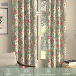 Blackout Curtains, Digital Printed Curtains, Pack of 2 Curtains - Flora Nova Sage