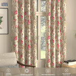 Blackout Curtains, Digital Printed Curtains, Pack of 2 Curtains - Flora Nova Grey