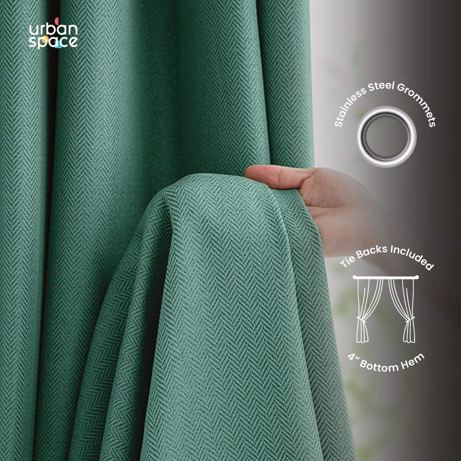 Drift Green Blackout Curtains for Living Room | Urban Space