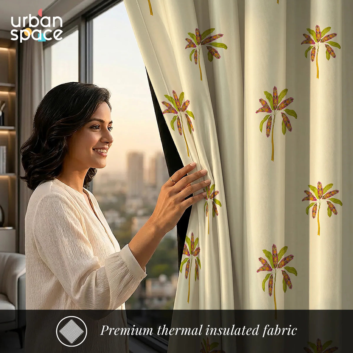 Digital Printed 100% Blackout Curtains, Pack of 2 Curtains -  Palm Coast