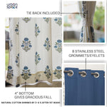 Cotton Curtains Combo, Set of 4 curtains, 60-65% Room Darkening Curtain - Liberty Blue & Aura Indigo image