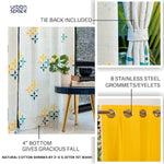 Cotton Curtains Combo, Set of 4 curtains, 60-65% Room Darkening Curtain - Mosaic Yellow & Aura Yellow image