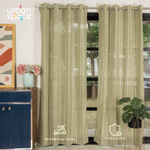 Aari Collection Embriodered Sheer Curtains, 40-50% Light Filtering Curtains - Pack of 2 - Vertical Weaves Sage Green
