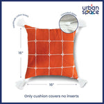 Embroidered Cotton Cushion Cover, for Sofa, Bedroom, Living Room - Set of 2 - Aura Checks Orange