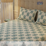 Serene 200 TC 100% Cotton Bedsheet with Pillow Covers - Florabell Blue