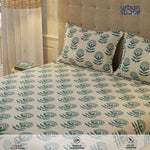Fitted King Size Cotton Bedsheet - Florabell Blue