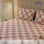 Fitted King Size Cotton Bedsheet - Florabell Cherry Red
