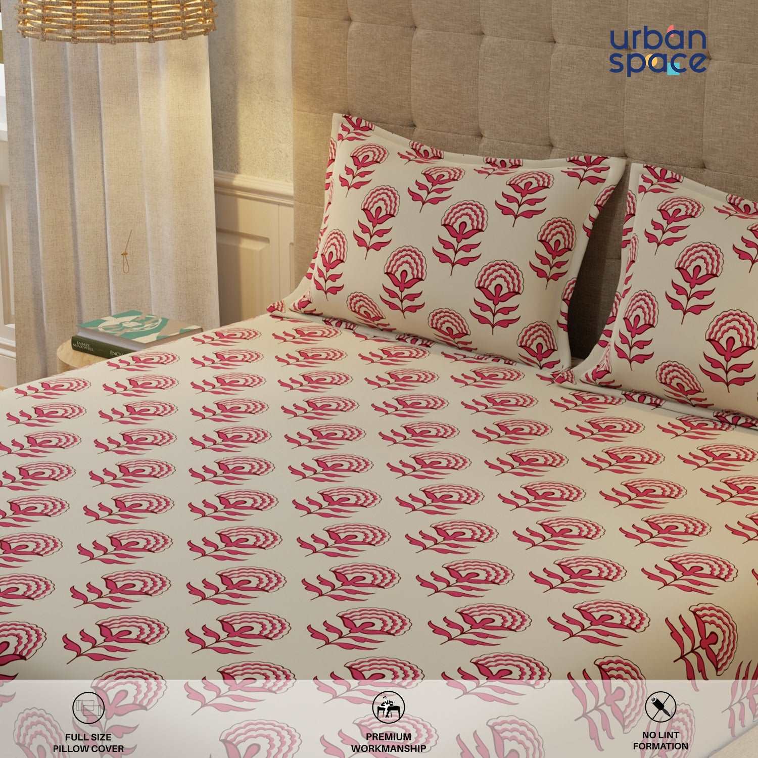 Fitted King Size Cotton Bedsheet - Florabell Cherry Red