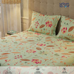 Serene 200 TC 100% Cotton Bedsheet with Pillow Covers - Florence Sage Green
