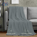 100% Cotton Waffle Weave Blanket / Cotton Dohar for Bedroom - Cool Grey