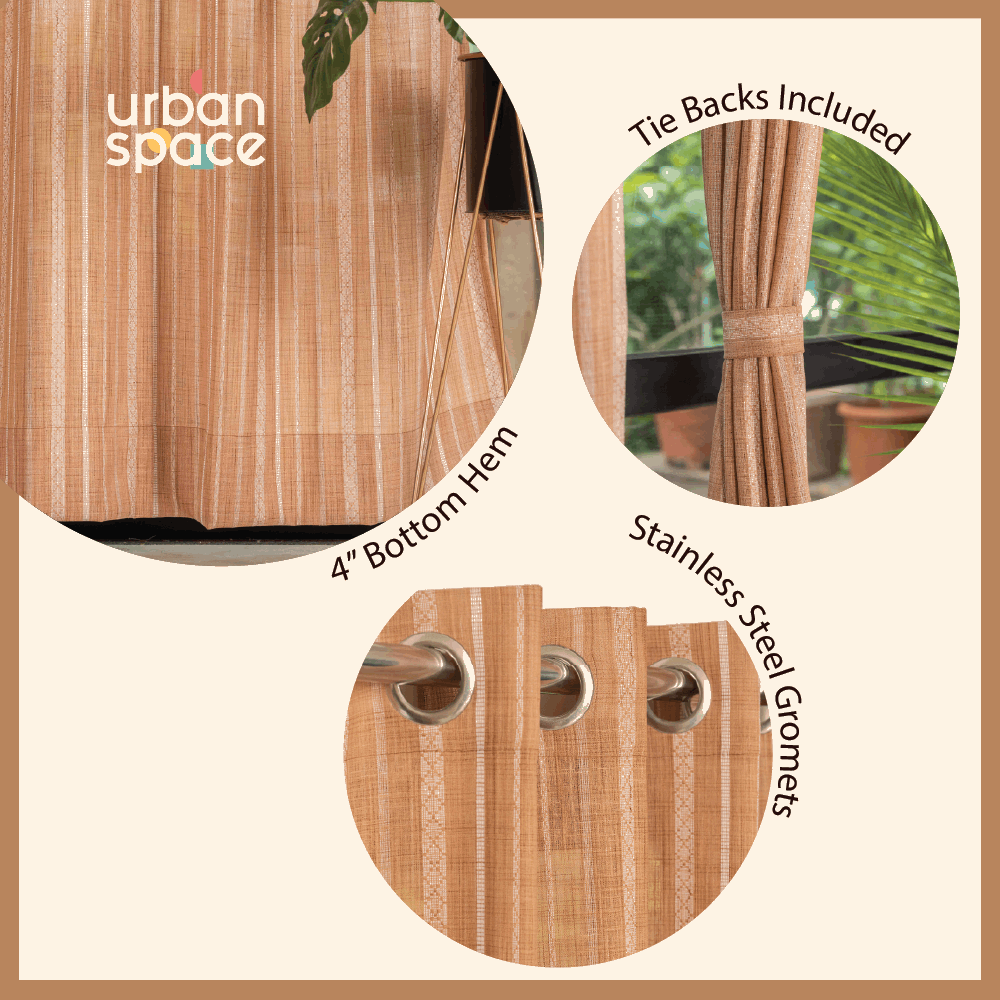 Aari Collection Embriodered Sheer Curtains, 40-50% Light Filtering Curtains - Pack of 2 - Vertical Weaves Muddy Pink