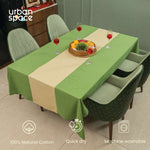 100% Cotton Waffle weave dining table cover Combo - 1 Table Cloth with Reversible Placemats and Matching solid-colored Napkins - Sage Green & Beige