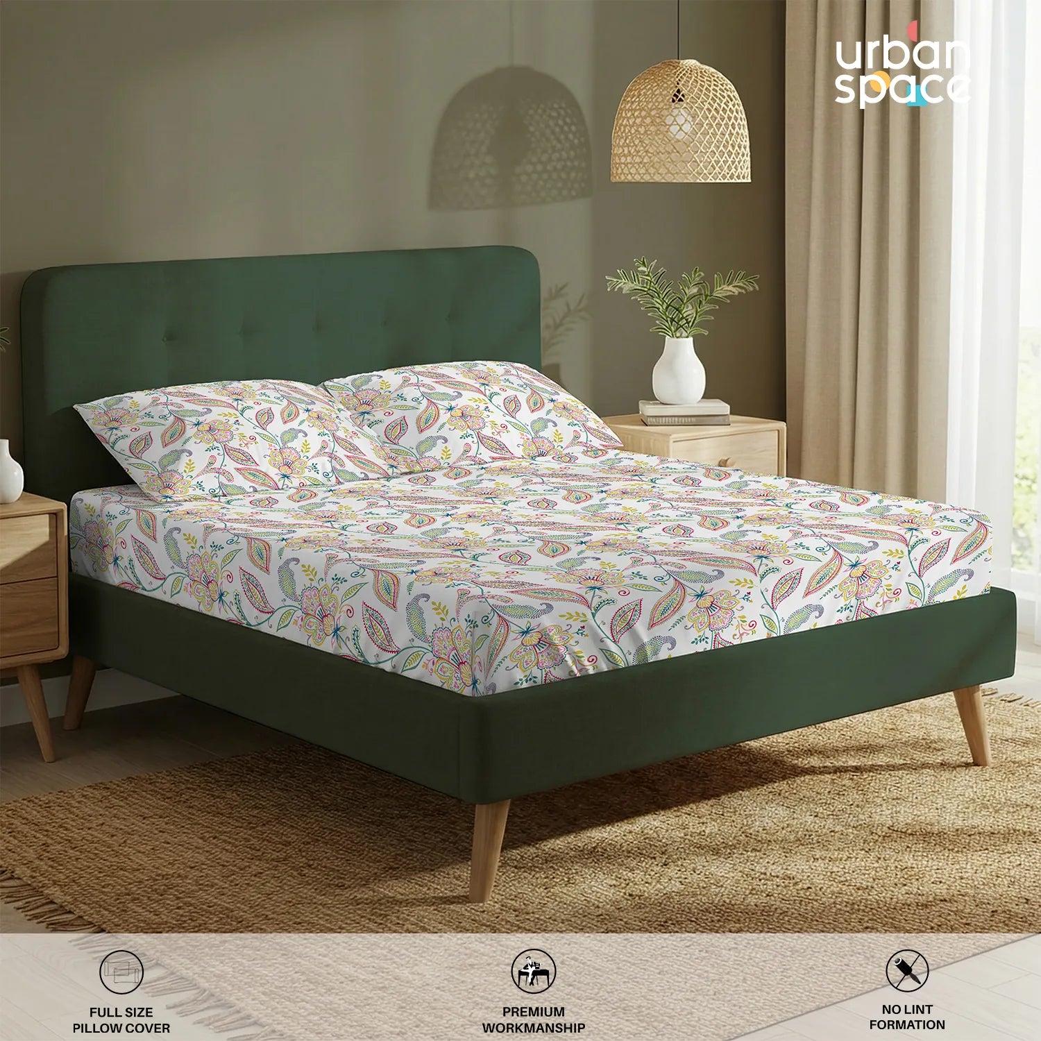 Fitted King Size Cotton Bedsheet - Iris Pink