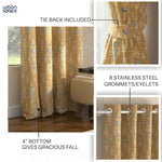 Blackout Curtains, Digital Printed Curtains, Pack of 2 Curtains - Imperial Mustard