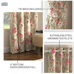 Blackout Curtains, Digital Printed Curtains, Pack of 2 Curtains - Flora Nova Grey