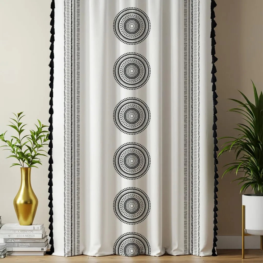Premium 100% Cotton Curtain for Window, Room darkening Curtains for Door - Pack of 1 Curtain, Trellis