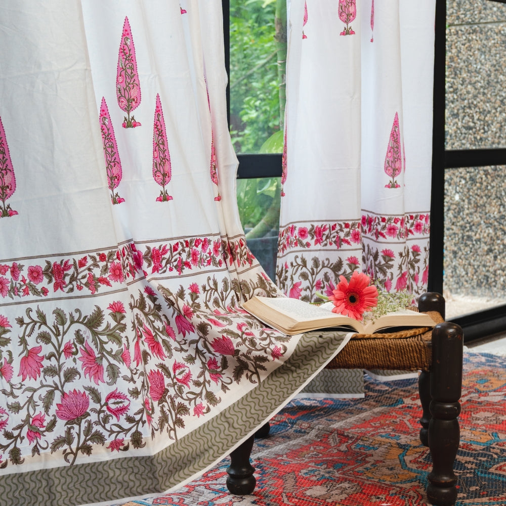 100% MalMal Cotton Curtains, Semi-Transparent with Tab Top, ‎Pack of 2 Curtains - Ace of Spade Pink