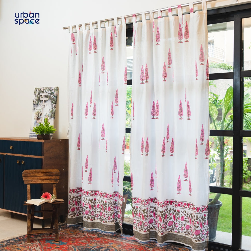 100% MalMal Cotton Curtains, Semi-Transparent with Tab Top, ‎Pack of 2 Curtains - Ace of Spade Pink