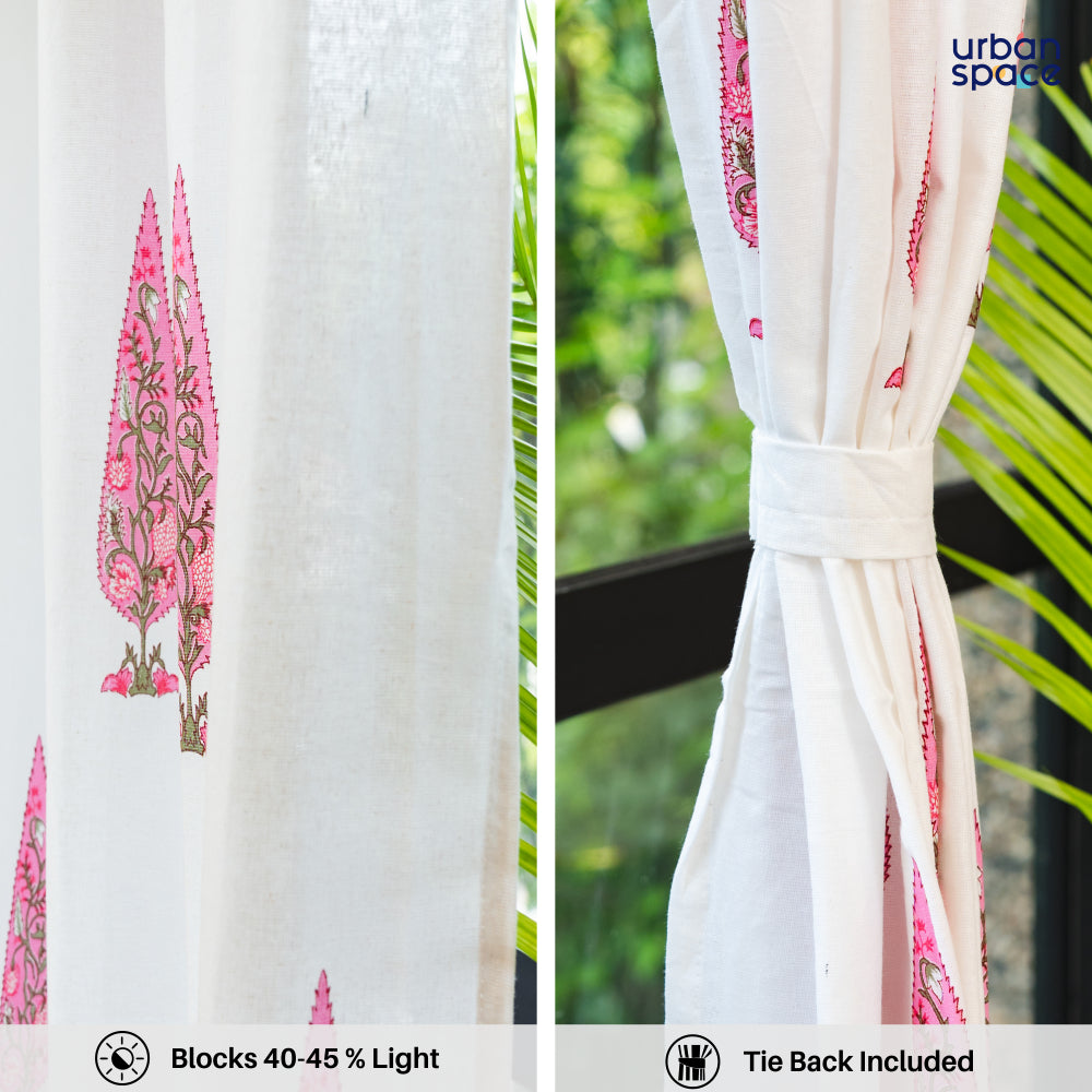 100% MalMal Cotton Curtains, Semi-Transparent with Tab Top, ‎Pack of 2 Curtains - Ace of Spade Pink