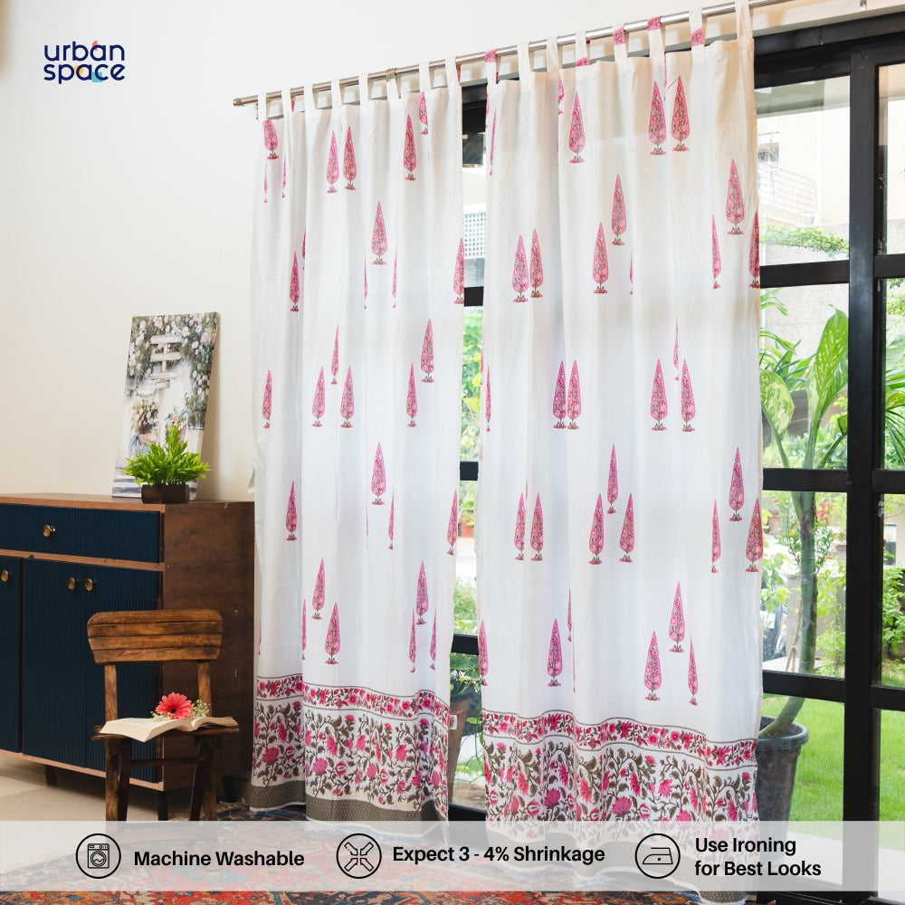 100% MalMal Cotton Curtains, Semi-Transparent with Tab Top, ‎Pack of 2 Curtains - Ace of Spade Pink
