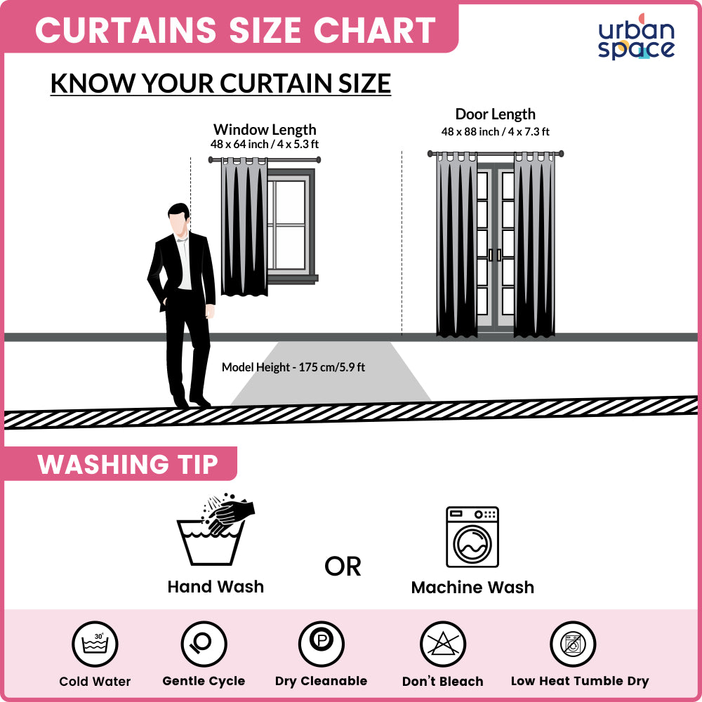100% MalMal Cotton Curtains, Semi-Transparent with Tab Top, ‎Pack of 2 Curtains - Ace of Spade Pink