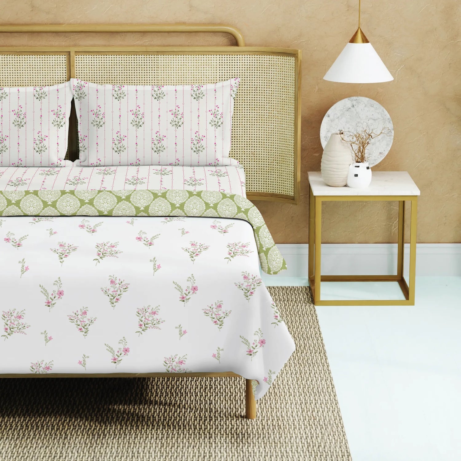 Cotton Bedsheet + AC Cotton Dohar Combo Pack - Amsterdam Sedum Pink