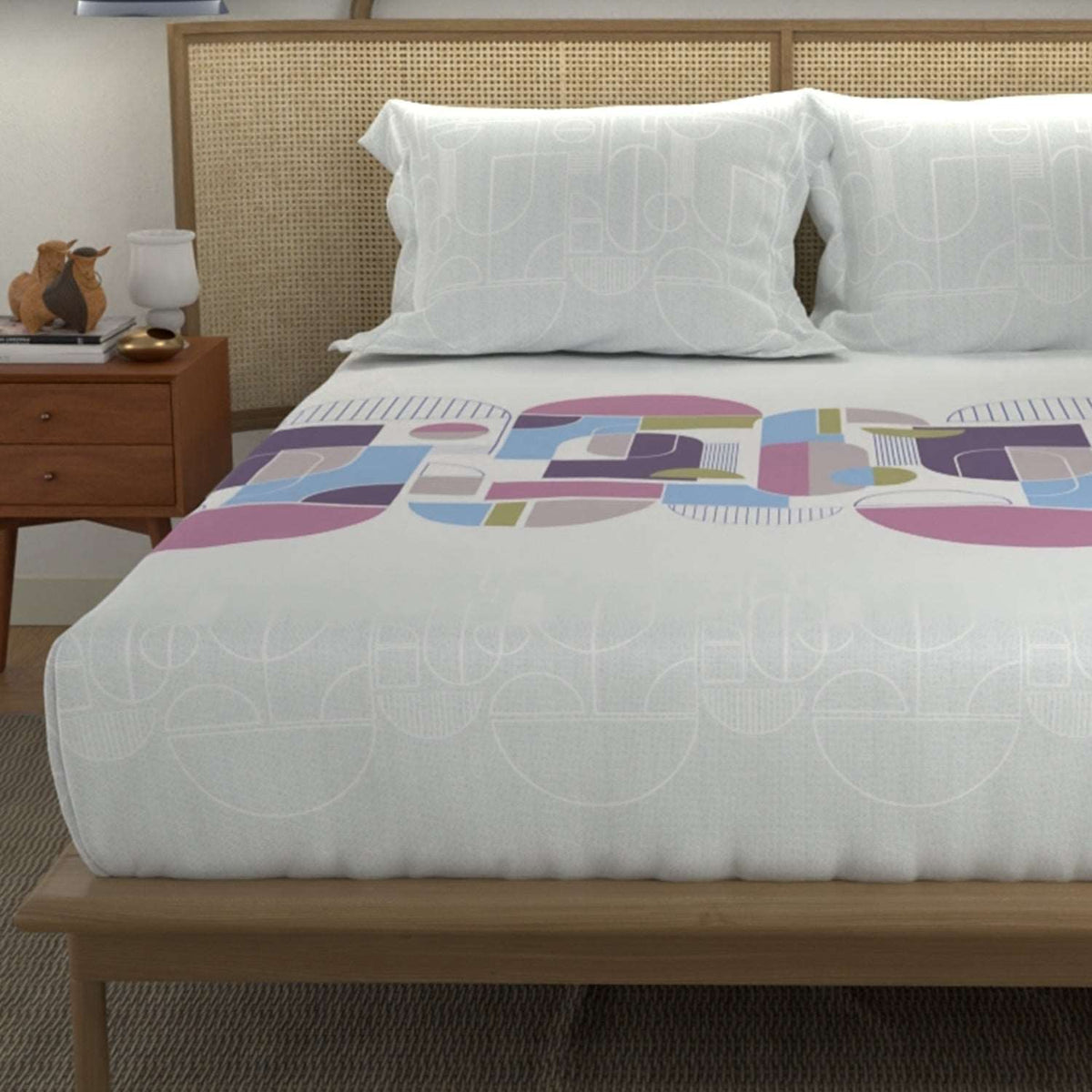 Divine 100% Cotton Double Bedsheet with 2 Pillow Covers - Binary Mauve