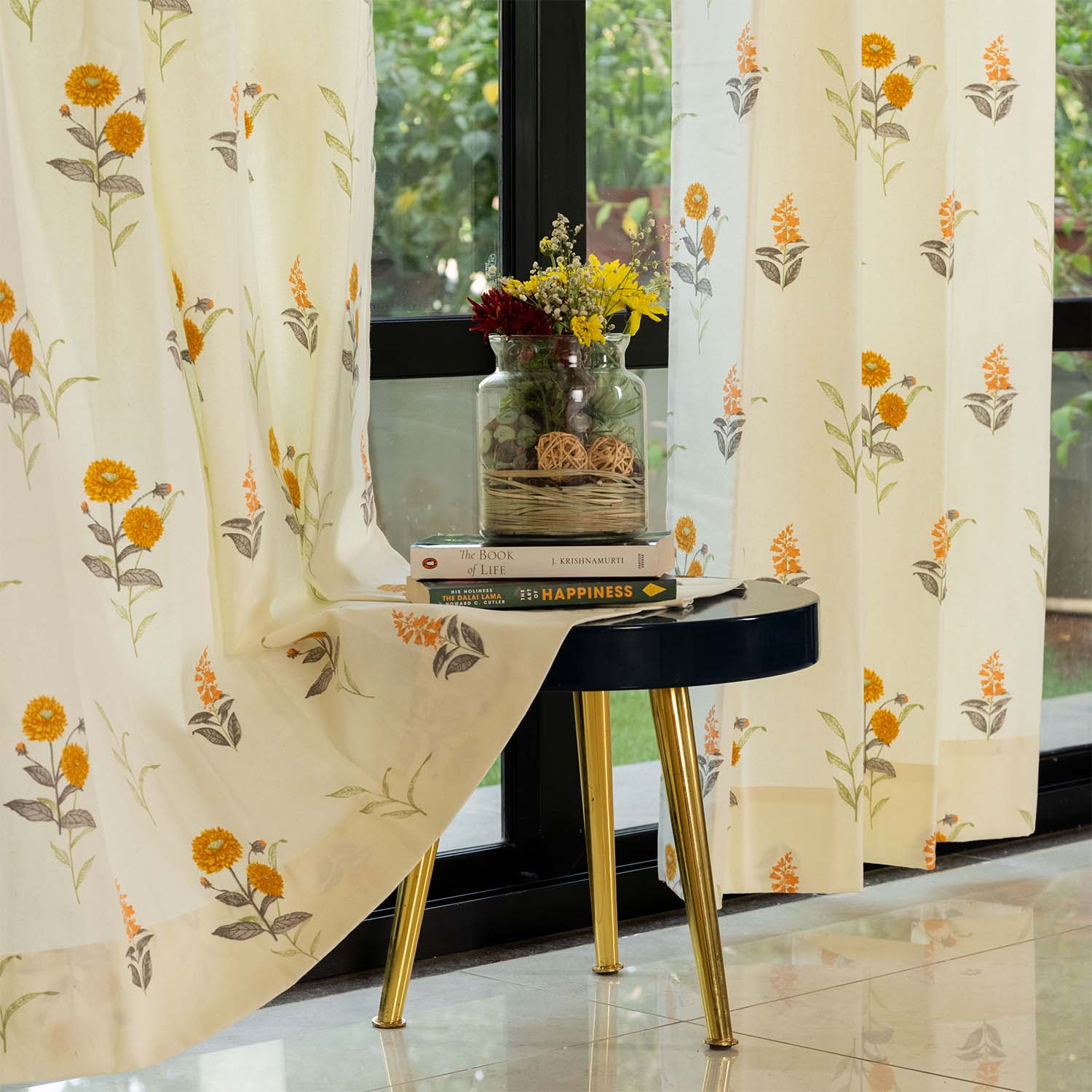 100% Cotton Room Darkening Curtains, Cotton Coneflower Yellow | Urban Space 6.5 ft x 4 ft (Custom Size) / Track Channel - Custom
