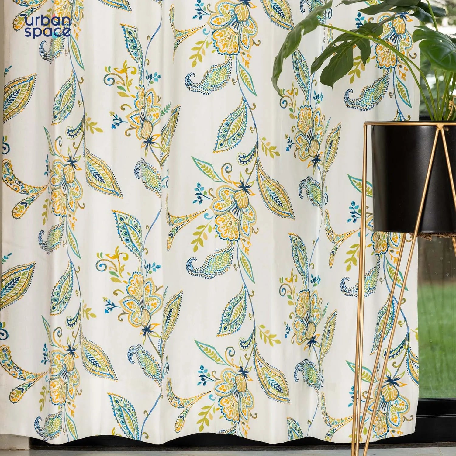100% Cotton Curtains for Living Room, Bedroom curtains - Pack of 2 curtains, Iris Blue