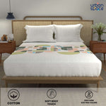 Divine 100% Cotton Bedsheet for Double Bed with 2 Pillow Covers - Binary Green