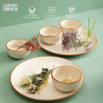 Handmade Ceramic Dinner Set for 2, set of 2 Dinner plates and 4 katoris, Set of 6, Natural Beige