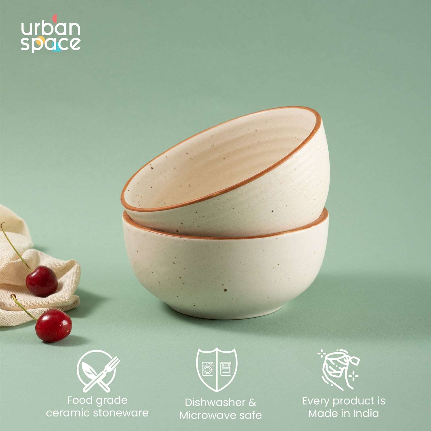 Handmade Ceramic Snack Bowls, Ramen Soup bowls, Serving Bowls, Set of 2, Natural Beige