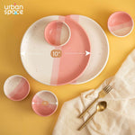 Handmade Ceramic Dinner Set for 2, set of 2 Dinner plates and 4 katoris, Set of 6, Pink Pearl