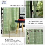 Premium 100% Cotton Embroidery Curtain for Window & Door - Pack of 1 Curtain, Sage Green Checks