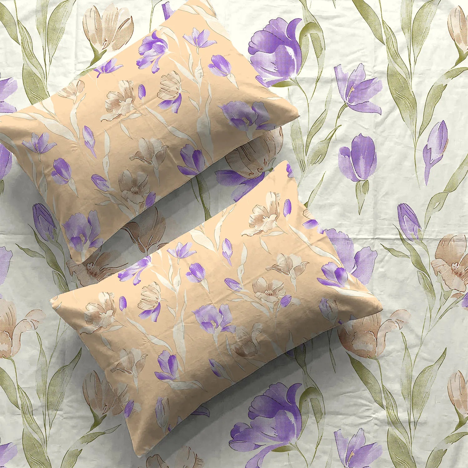 Divine Collection - Cotton Bedsheet With 2 Pillow Covers, Autumn Peach