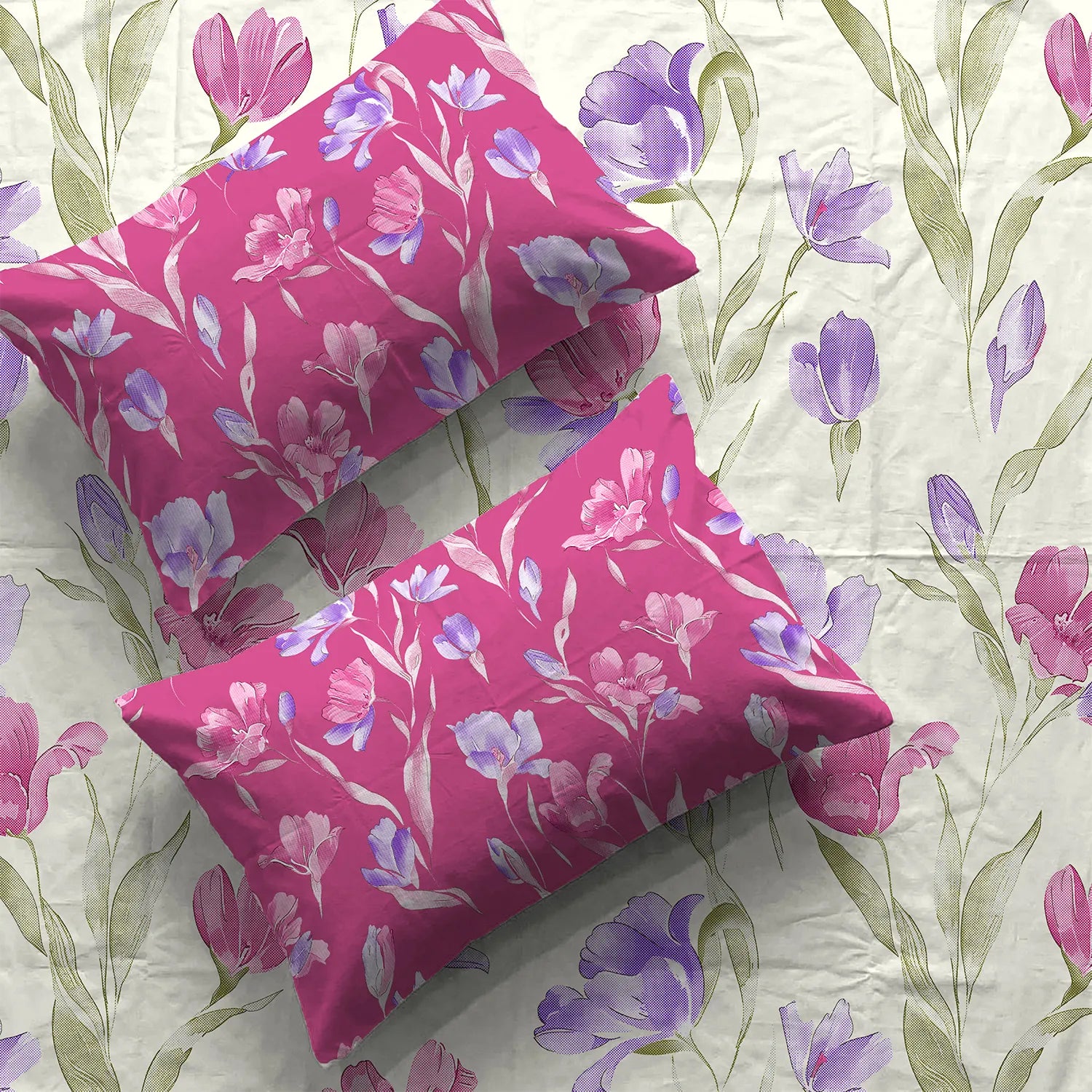 Divine Collection - Cotton Bedsheet With 2 Pillow Covers, Autumn Pink