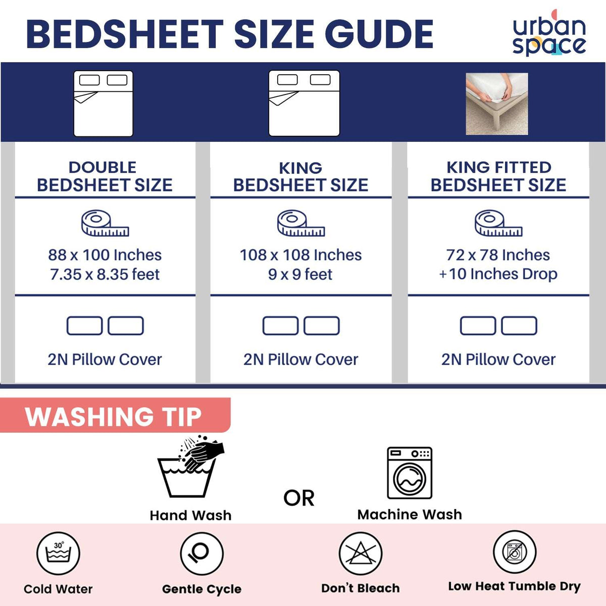 Serene 200 TC 100% Cotton Bedsheet with Pillow Covers - Radiance White