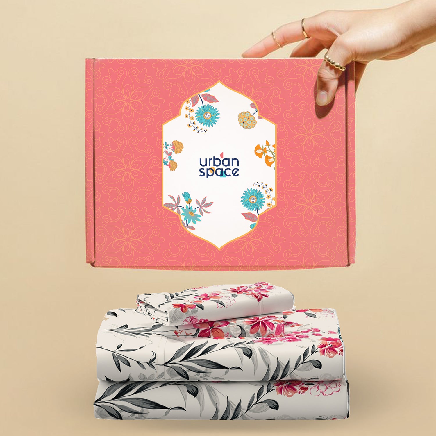 200 TC 100% Cotton Bedsheet Set in Gift Box - Majestic Pink