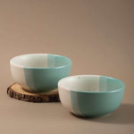 Handmade Ceramic Snack Bowls, Ramen Soup bowls, Serving Bowls, Set of 2, Ocean Green Pearl