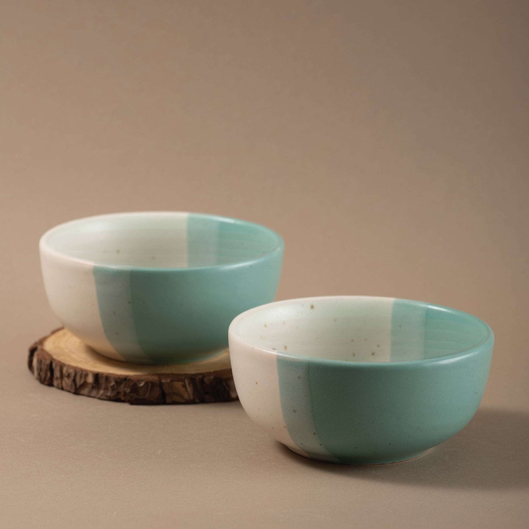 Handmade Ceramic Snack Bowls, Ramen Soup bowls, Serving Bowls, Set of 2, Ocean Green Pearl