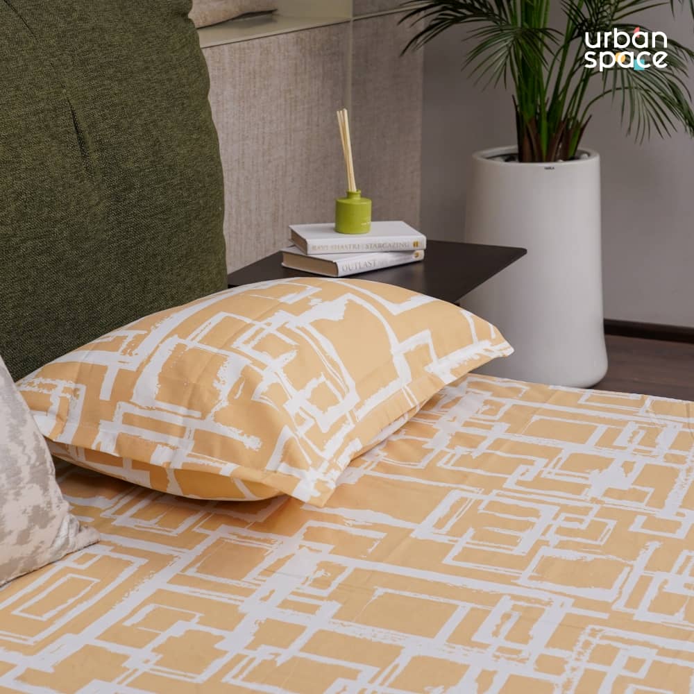 Fitted King Size Cotton Bedsheet - Checkers - Soft Brown