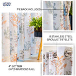 Printed Sheer Linen Curtains, Light Filtering, Pack of 2 Curtains - Classic Floral
