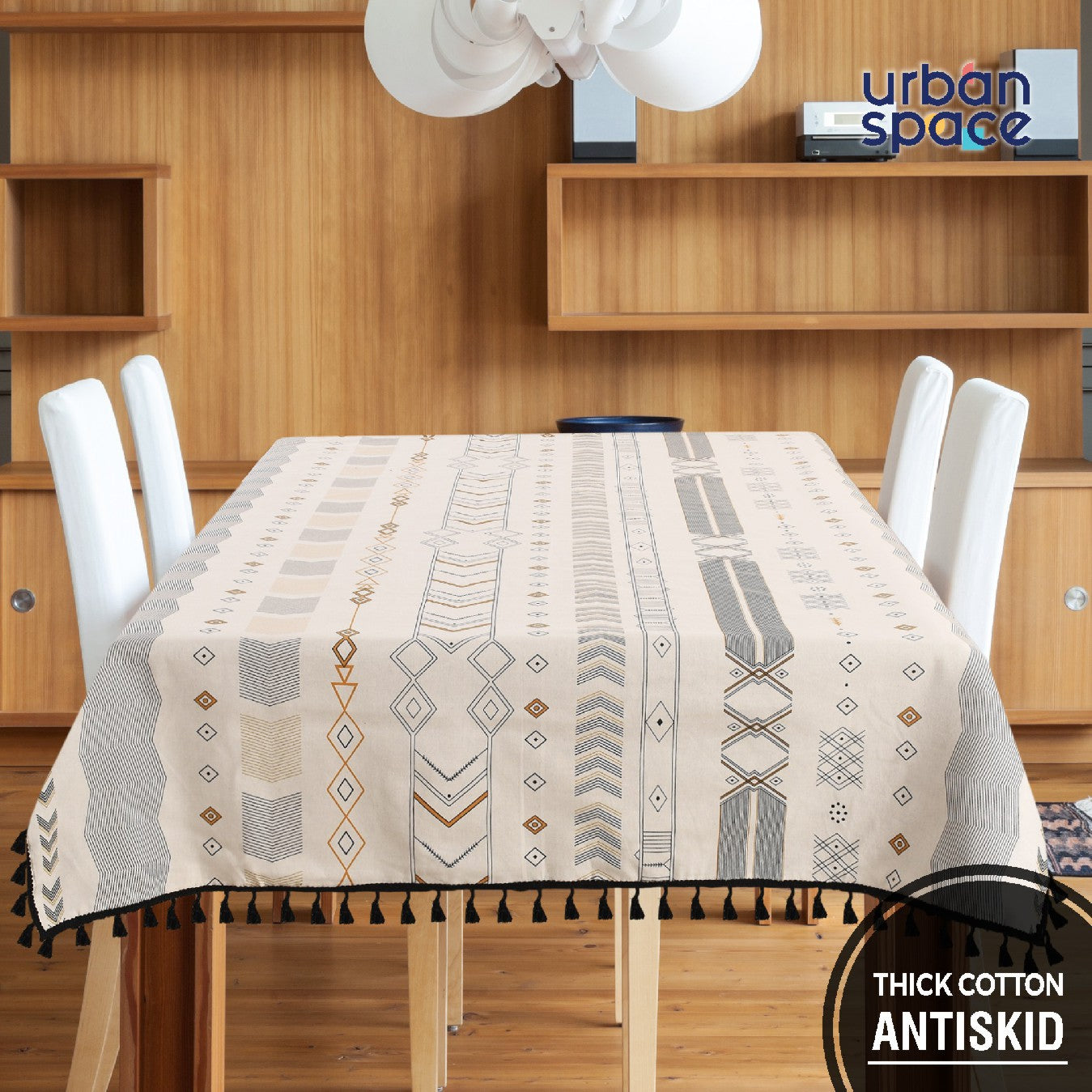 100% Cotton Table Cloth, Table Cover, Table Runner for 4 or 6 Seater Dining/Centre Table - Boho Grey