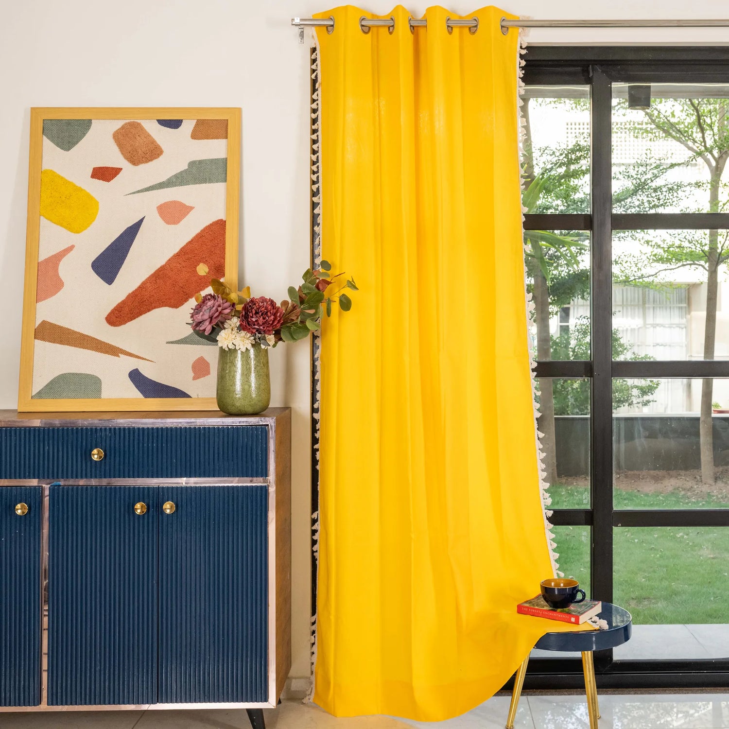 Premium 100% Cotton Curtain for Window & Curtains for Door - Pack of 1 Curtain, Aura Yellow