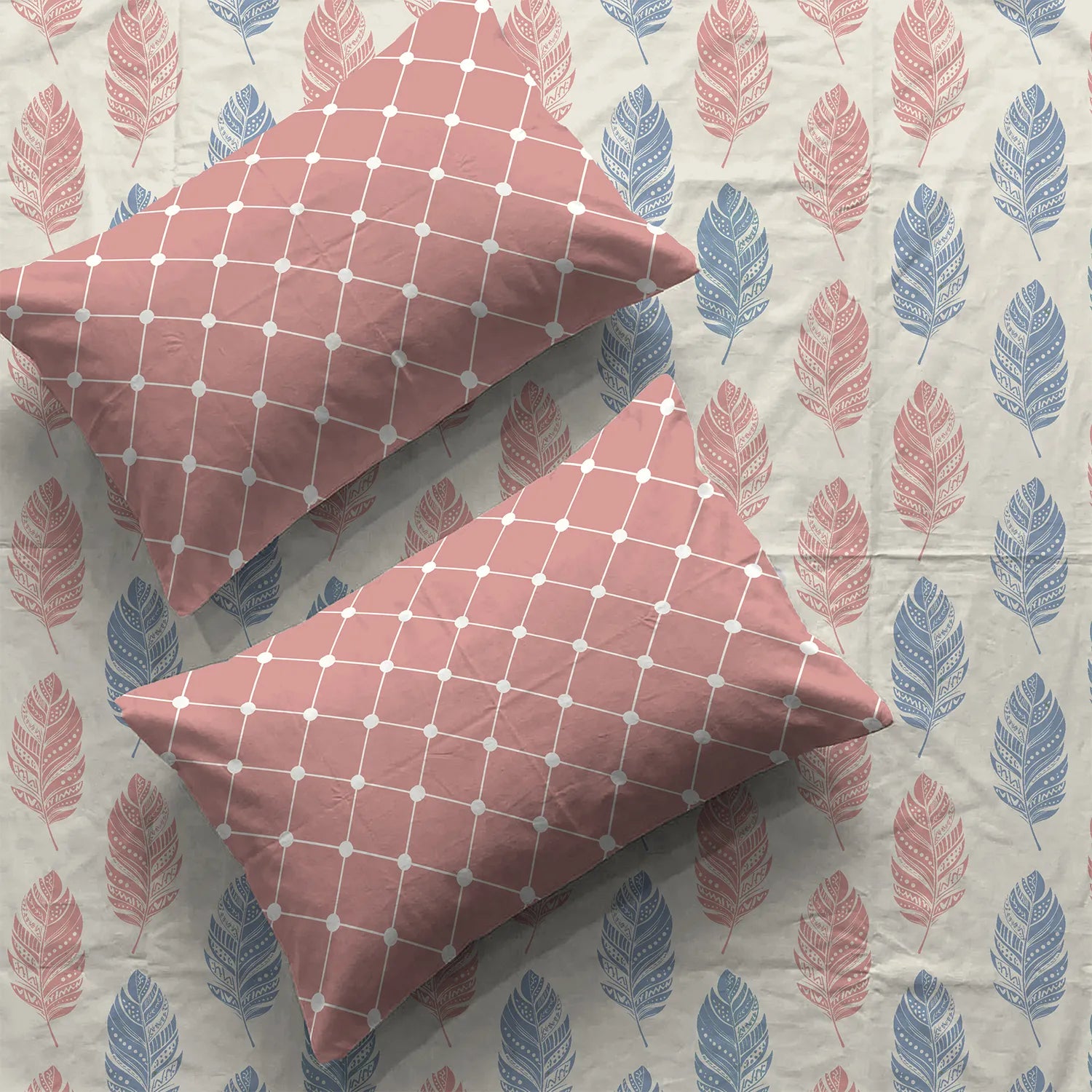 Divine Collection - Cotton Bedsheet With 2 Pillow Covers, Dew Peach